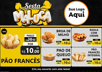 Modelo de Encarte para Encarte A4 Horizontal com o tema Sexta Maluca para Padaria