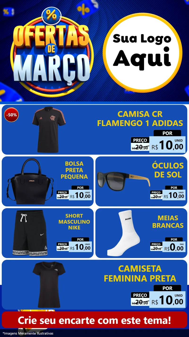 Modelo de TV para TV Vertical com o tema Ofertas de Março para Roupas e acessórios