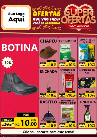 Modelo de Encarte para Encarte A4 Vertical com o tema Dia dos Namorados para Agropecuária