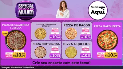 Modelo de TV para TV Horizontal com o tema Especial Semana da Mulher para Pizzaria