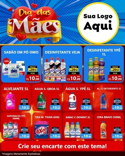 Modelo de Rede Social para Feed Instagram com o tema Dia das Mães para Produtos de Limpeza