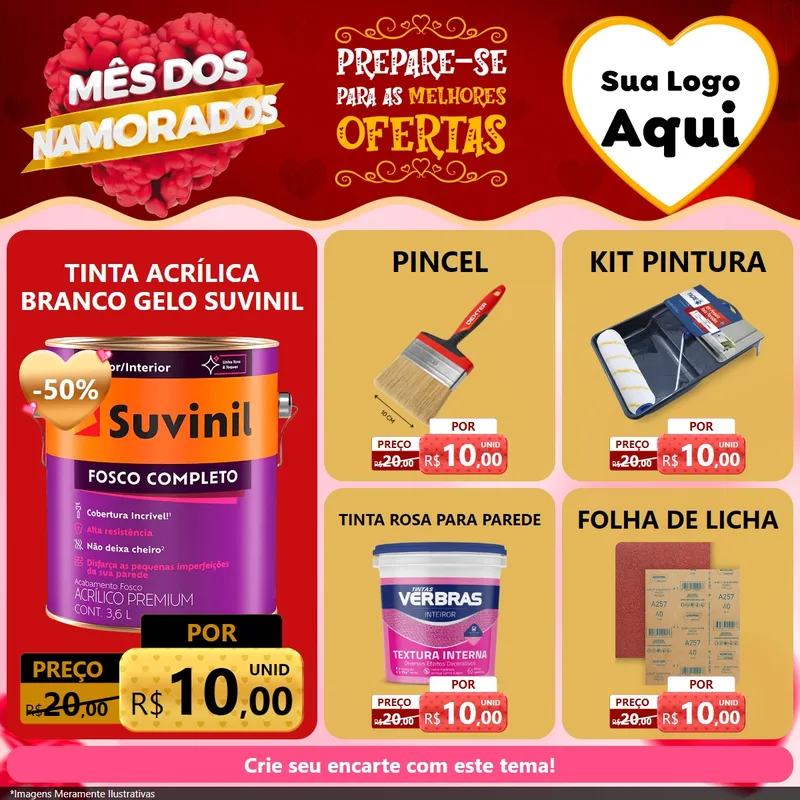 Modelo de Rede Social para Feed Facebook com o tema Mês dos Namorados para Tintas e Ferramentas