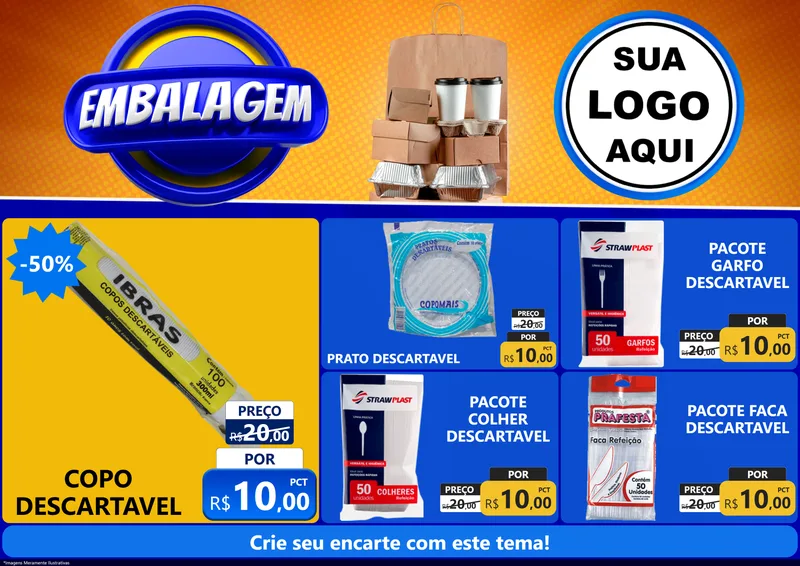 Modelo de Encarte para Encarte A4 Horizontal com o tema Embalagem para Embalagens