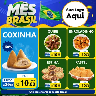 Modelo de Rede Social para Feed Facebook com o tema Mês do Brasil para Salgadaria