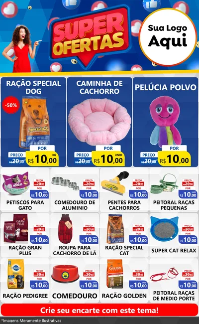 Modelo de Encarte para Encarte Grande com o tema Super Ofertas para Pet Shop