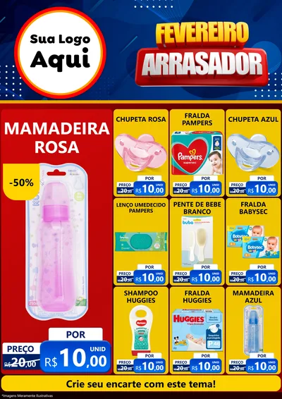 Modelo de Encarte para Encarte A4 Vertical com o tema Fevereiro Arrasador para Bebês