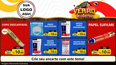 Modelo de TV para TV Horizontal com o tema Super Verão de Ofertas para Embalagens