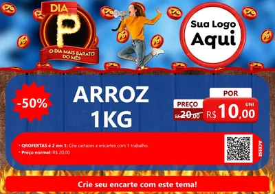 Modelo de Cartaz para Cartaz A4 Horizontal com o tema Dia P - O Dia Mais Barato Do Mês para Supermercado