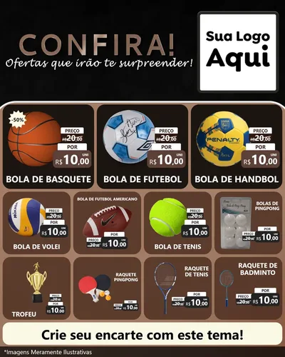 Modelo de Rede Social para Feed Instagram com o tema Confira! Ofertas que irão te surpreender! para Artigos Esportivos