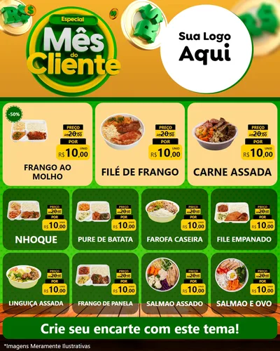 Modelo de Rede Social para Feed Instagram com o tema Especial Mês do Cliente para Restaurante