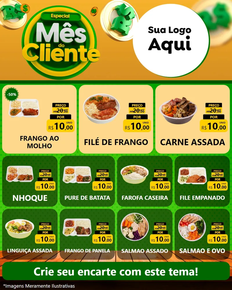Modelo de Rede Social para Feed Instagram com o tema Especial Mês do Cliente para Restaurante