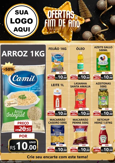 Modelo de Encarte para Encarte A4 Vertical com o tema Ofertas de Fim de Ano para Supermercado