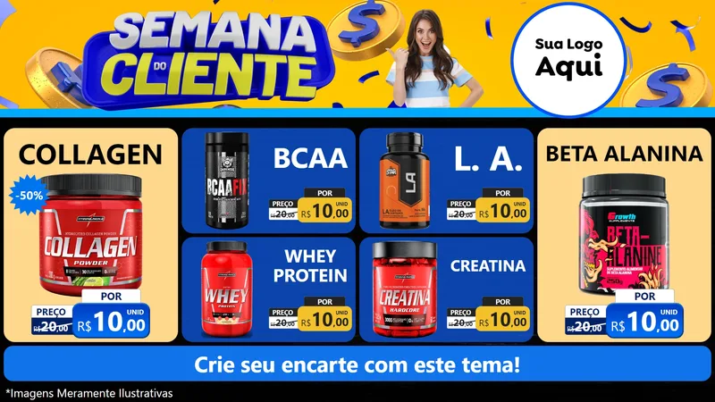 Modelo de TV para TV Horizontal com o tema Semana do Cliente para Suplementos alimentares
