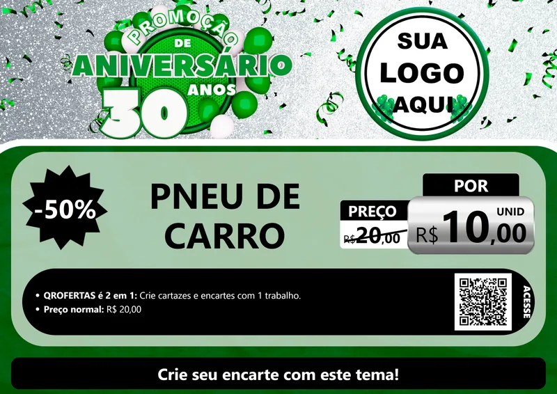 Modelo de Cartaz para Cartaz A4 Horizontal com o tema Promoção de Aniversário - 30 Anos para Auto peças