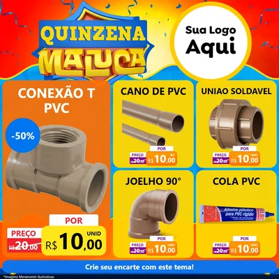 Modelo de Rede Social para Feed Facebook com o tema Quinzena Maluca para Tubos e conexões