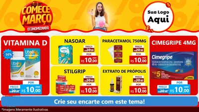 Modelo de TV para TV Horizontal com o tema Comece Março Economizando para Farmácia