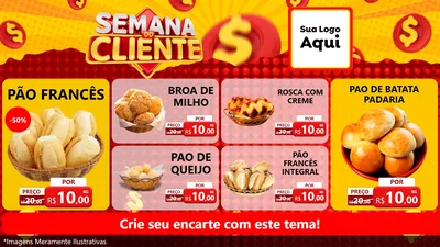 Modelo de TV para TV Horizontal com o tema Semana do Cliente para Padaria