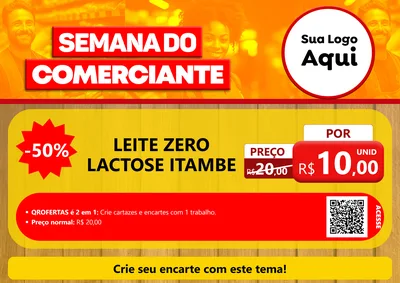Modelo de Cartaz para Cartaz A4 Horizontal com o tema Semana do Comerciante para Frios e Laticínios