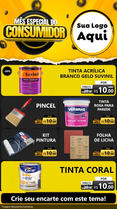 Modelo de TV para TV Vertical com o tema Mês Especial do Consumidor para Tintas e Ferramentas