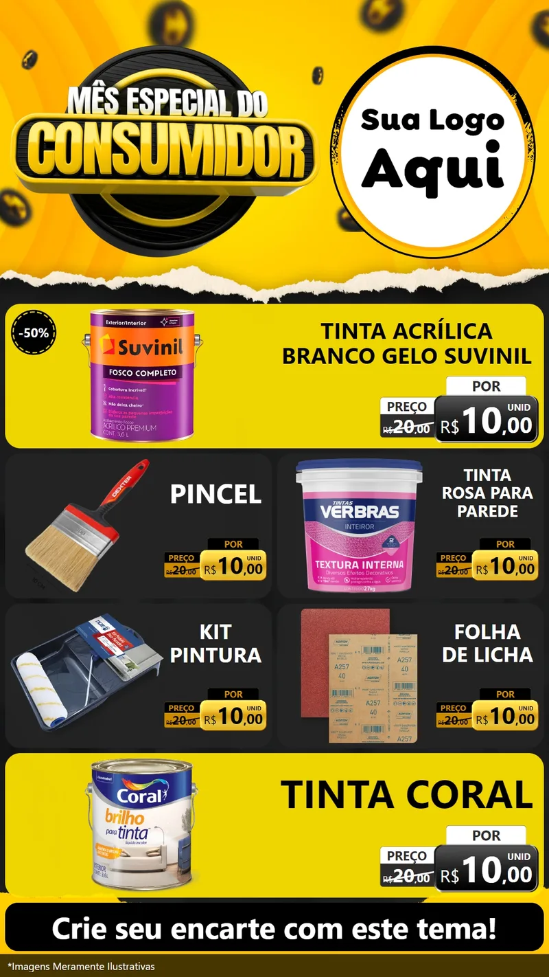 Modelo de TV para TV Vertical com o tema Mês Especial do Consumidor para Tintas e Ferramentas