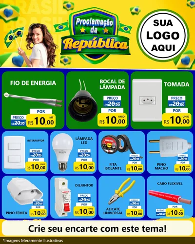Modelo de Rede Social para Feed Instagram com o tema Proclamação da República para Materiais Elétricos