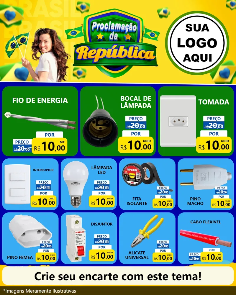 Modelo de Rede Social para Feed Instagram com o tema Proclamação da República para Materiais Elétricos