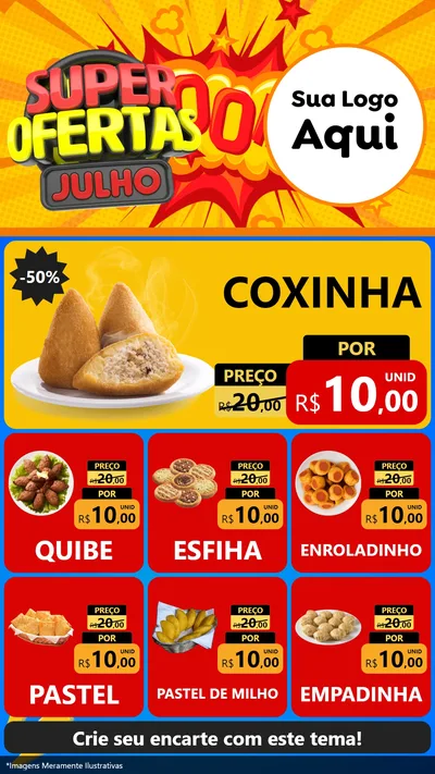 Modelo de Rede Social para Stories com o tema Super Ofertas Julho para Salgadaria