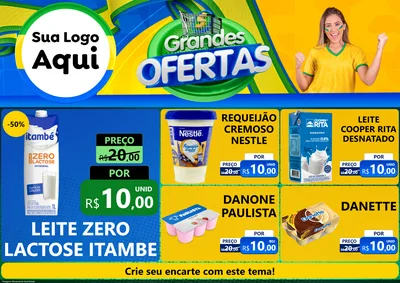 Modelo de Encarte para Encarte A4 Horizontal com o tema Grandes Ofertas para Frios e Laticínios