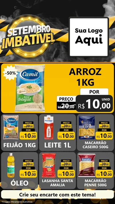 Modelo de Rede Social para Stories com o tema Setembro Imbatível para Supermercado