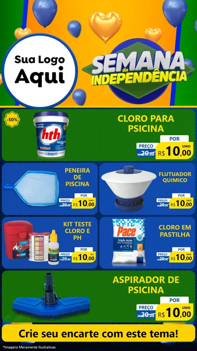 Modelo de TV para TV Vertical com o tema Semana da Independência para Produtos para Piscina