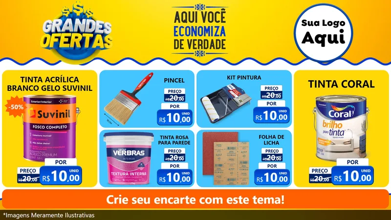 Modelo de TV para TV Horizontal com o tema Grandes Ofertas para Tintas e Ferramentas