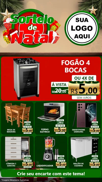 Modelo de Rede Social para Stories com o tema Sorteio de Natal para Móveis e Eletro