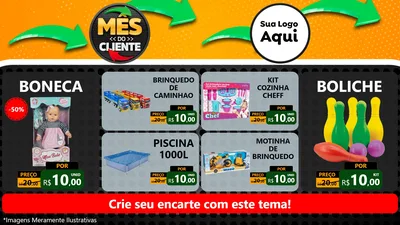 Modelo de TV para TV Horizontal com o tema Mês do Cliente para Brinquedos