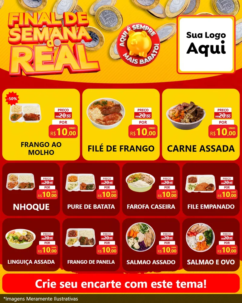 Modelo de Rede Social para Feed Instagram com o tema Final de Semana do Real para Restaurante