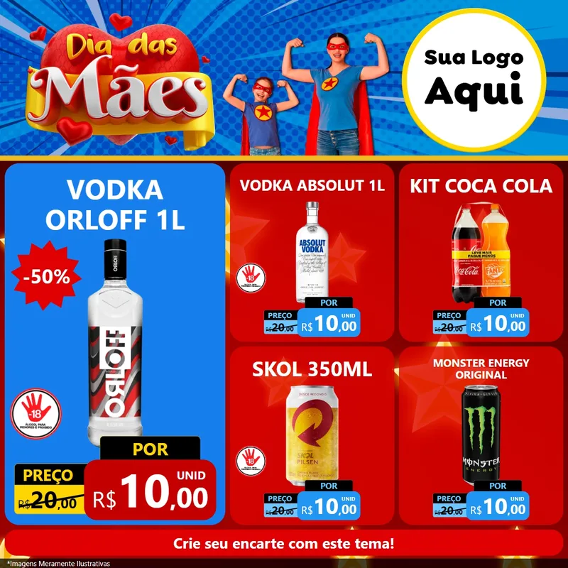Modelo de Rede Social para Feed Facebook com o tema Dia das Mães para Distribuidora de bebidas