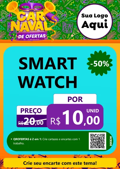 Modelo de Cartaz para Cartaz A4 Vertical com o tema Carnaval de Ofertas para Informática