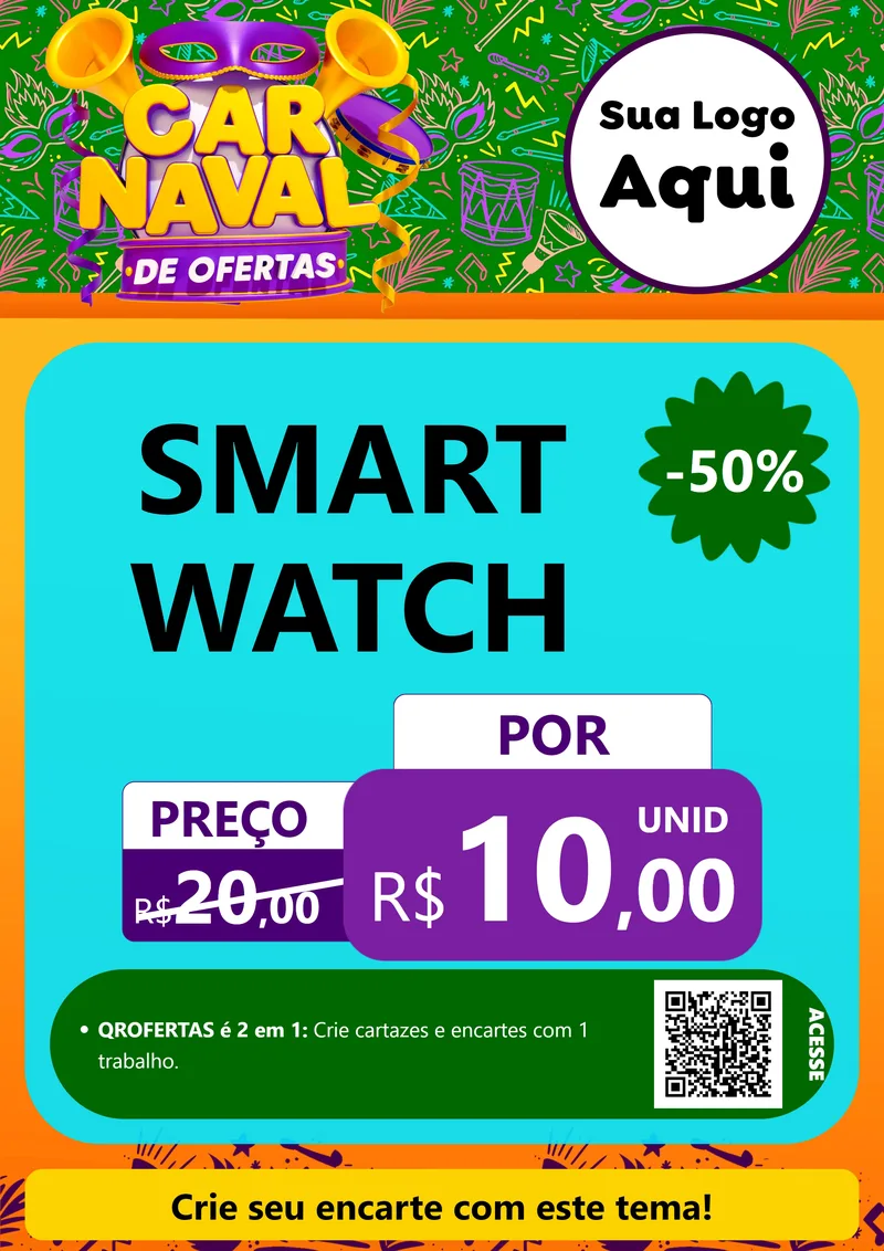 Modelo de Cartaz para Cartaz A4 Vertical com o tema Carnaval de Ofertas para Informática