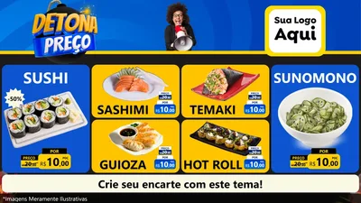 Modelo de TV para TV Horizontal com o tema Detona Preços para Comida japonesa