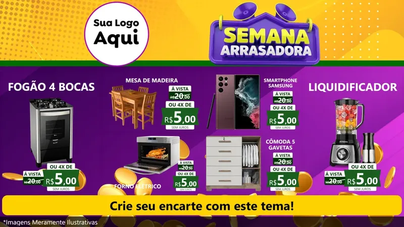 Modelo de TV para TV Horizontal com o tema Semana Arrasadora para Móveis e Eletro