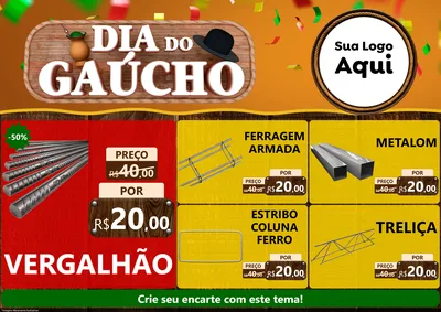Modelo de Encarte para Encarte A4 Horizontal com o tema Dia do Gaúcho para Ferragens