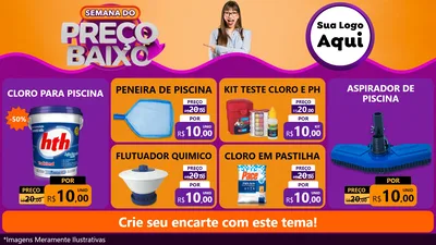 Modelo de TV para TV Horizontal com o tema Semana do Preço Baixo para Produtos para Piscina