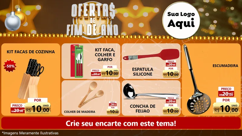 Modelo de TV para TV Horizontal com o tema Ofertas de Fim de Ano para Utilidades Domésticas