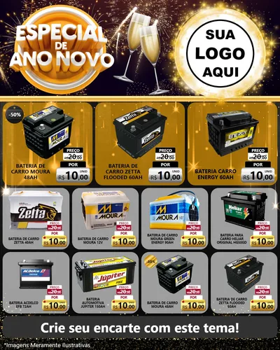 Modelo de Rede Social para Feed Instagram com o tema Especial de Ano Novo para Baterias Elétricas