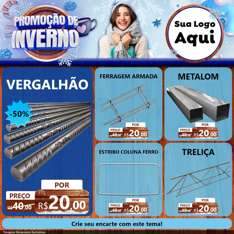Modelo de Rede Social para Feed Facebook com o tema Promoção de Inverno para Ferragens