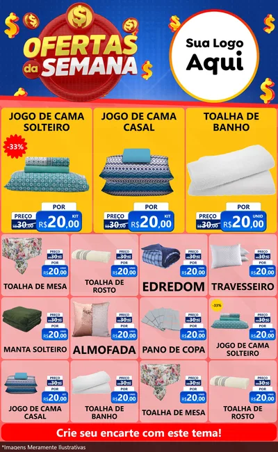 Modelo de Encarte para Encarte Grande com o tema Ofertas Da Semana para Cama, Mesa e Banho