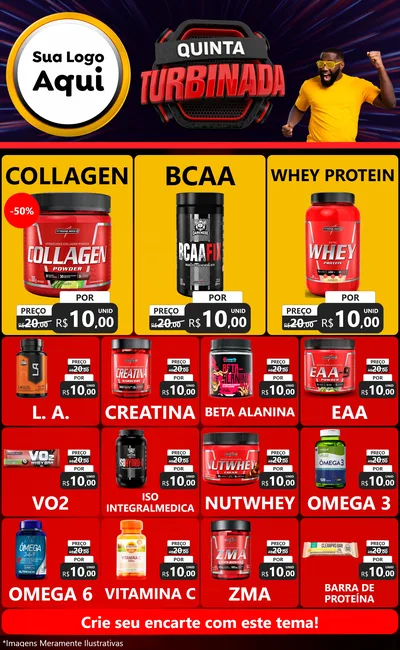 Modelo de Encarte para Encarte Grande com o tema Quinta Turbinada para Suplementos alimentares