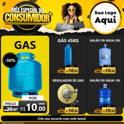 Modelo de Rede Social para Feed Facebook com o tema Mês Especial do Consumidor para Água e gás