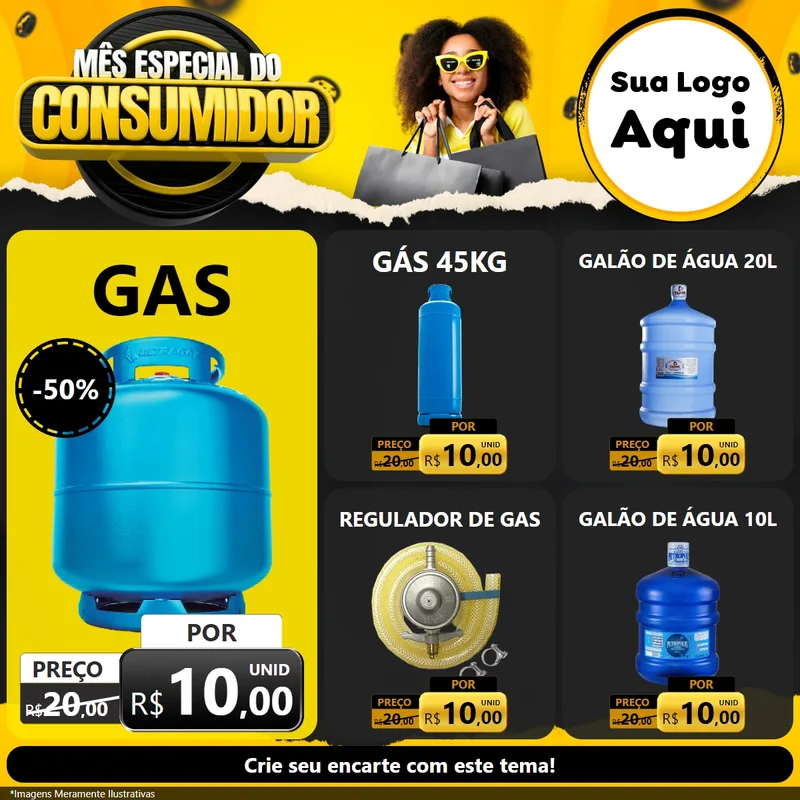 Modelo de Rede Social para Feed Facebook com o tema Mês Especial do Consumidor para Água e gás