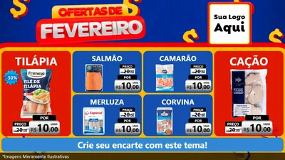Modelo de TV para TV Horizontal com o tema Ofertas de Fevereiro para Peixaria