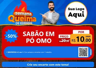 Modelo de Cartaz para Cartaz A4 Horizontal com o tema Semana Queima de Estoque para Produtos de Limpeza